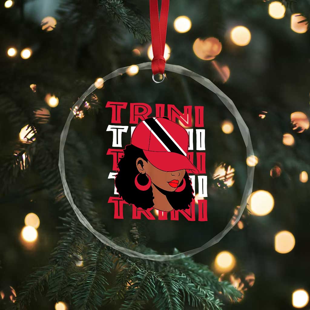 Proud Trini Afro Black Woman Crystal Glass Ornament Trinidad and Tobago Flag Pride TS10 Print Your Wear