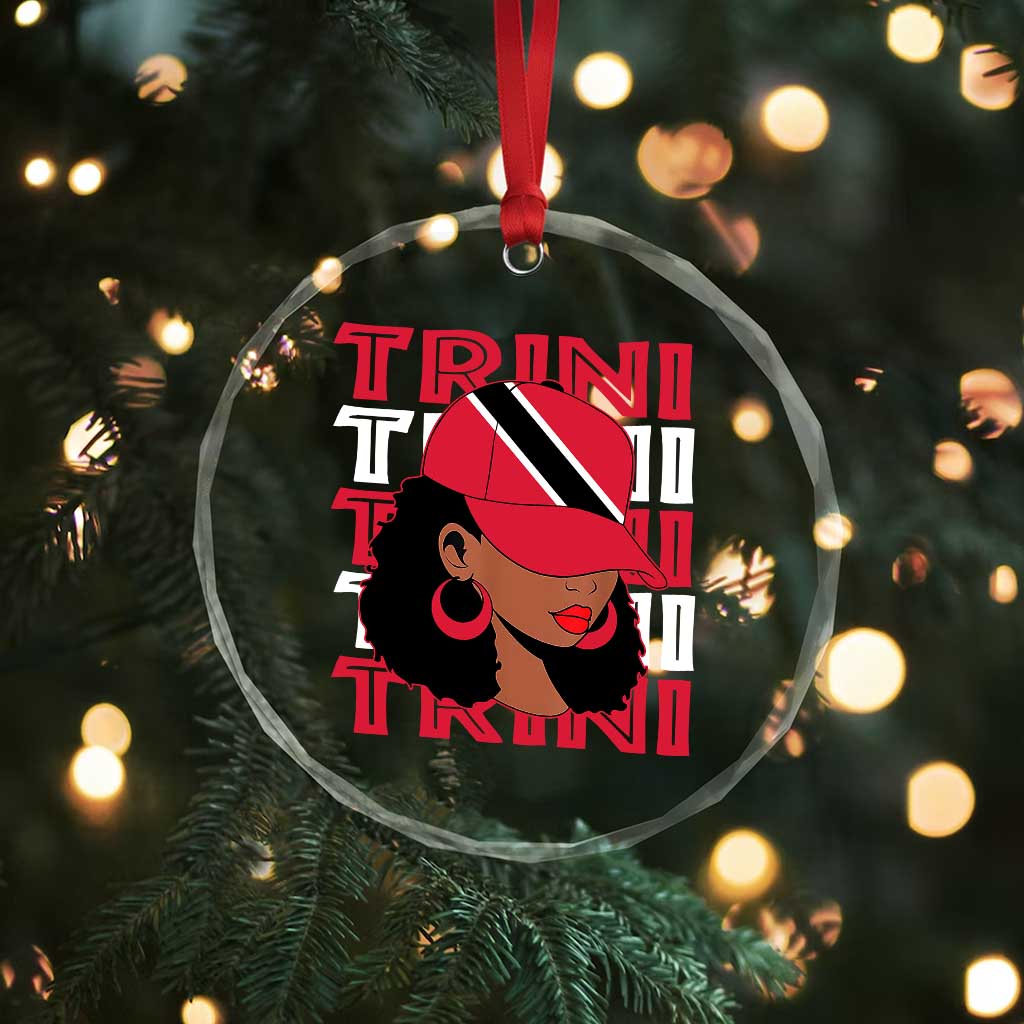 Proud Trini Afro Black Woman Crystal Glass Ornament Trinidad and Tobago Flag Pride TS10 Print Your Wear