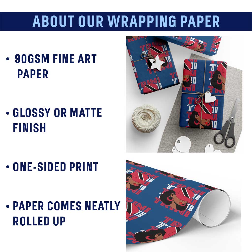 Proud Trini Afro Black Woman Wrapping Paper Roll Trinidad and Tobago Flag Pride TS10 Print Your Wear