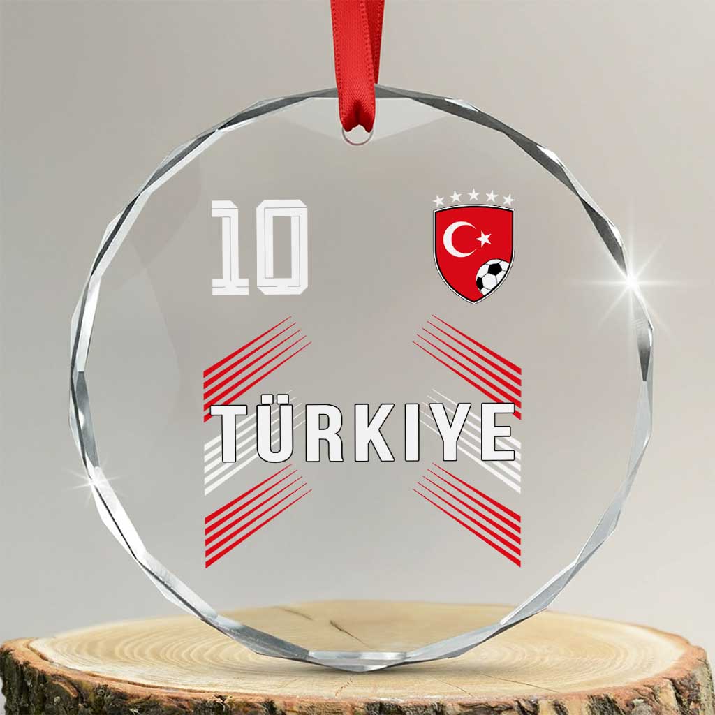 Proud Turkiye Soccer Fans Number 10 Jersey Style Crystal Glass Ornament Patriotic Turkish Football Turkey Sports Lover TS02 Transparent Glass 3'' Circle Print Your Wear