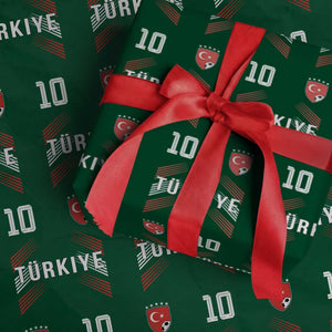 Proud Turkiye Soccer Fans Number 10 Jersey Style Wrapping Paper Roll Patriotic Turkish Football Turkey Sports Lover