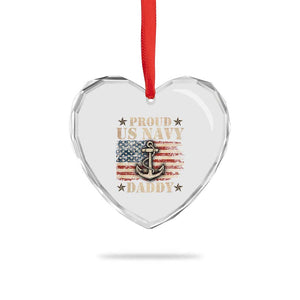 Proud US Navy Daddy Heart Crystal Glass Ornament Vintage American Flag Anchor TS11 Print Your Wear