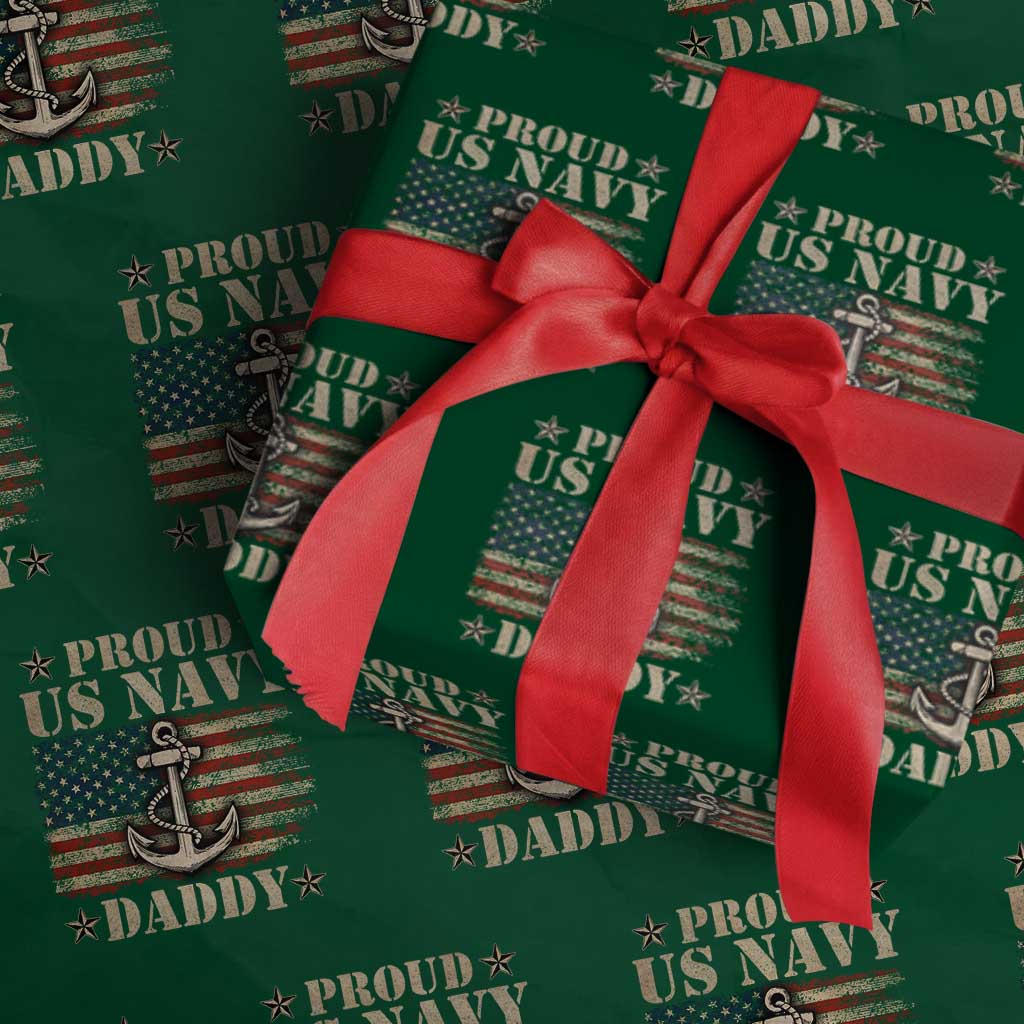 Proud US Navy Daddy Wrapping Paper Roll Vintage American Flag Anchor TS11 Green Print Your Wear