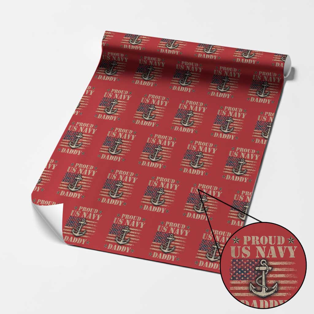 Proud US Navy Daddy Wrapping Paper Roll Vintage American Flag Anchor TS11 Red Print Your Wear
