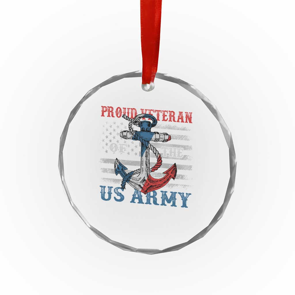 Proud Veteran Of The US Army Crystal Glass Ornament Vintage American Flag Anchor TS11 Print Your Wear