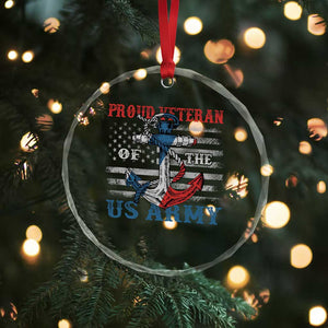 Proud Veteran Of The US Army Crystal Glass Ornament Vintage American Flag Anchor TS11 Print Your Wear