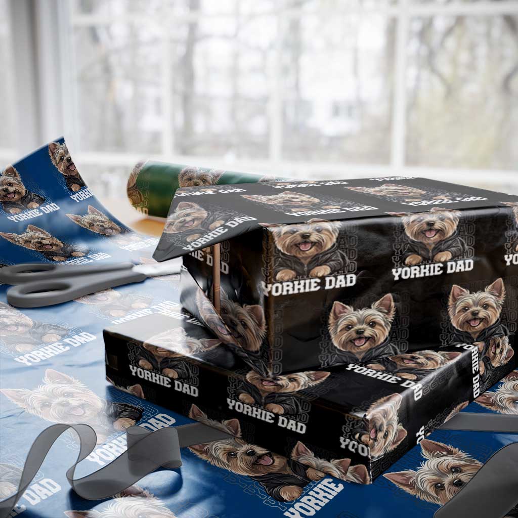 Proud Yorkshire Terrier Dad Wrapping Paper Roll Fathers Day Dog Lover Gift TS12 Black Print Your Wear
