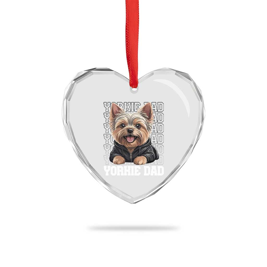 Proud Yorkshire Terrier Dad Heart Crystal Glass Ornament Fathers Day Dog Lover Gift TS12 Print Your Wear