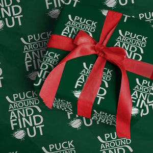 Puck Around And Find Out Wrapping Paper Roll Hockey Lover Gift TS12 Green Print Your Wear
