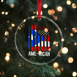 Puerto Rican American Flag Crystal Glass Ornament AME-RICAN Boricua Pride TS10 Print Your Wear