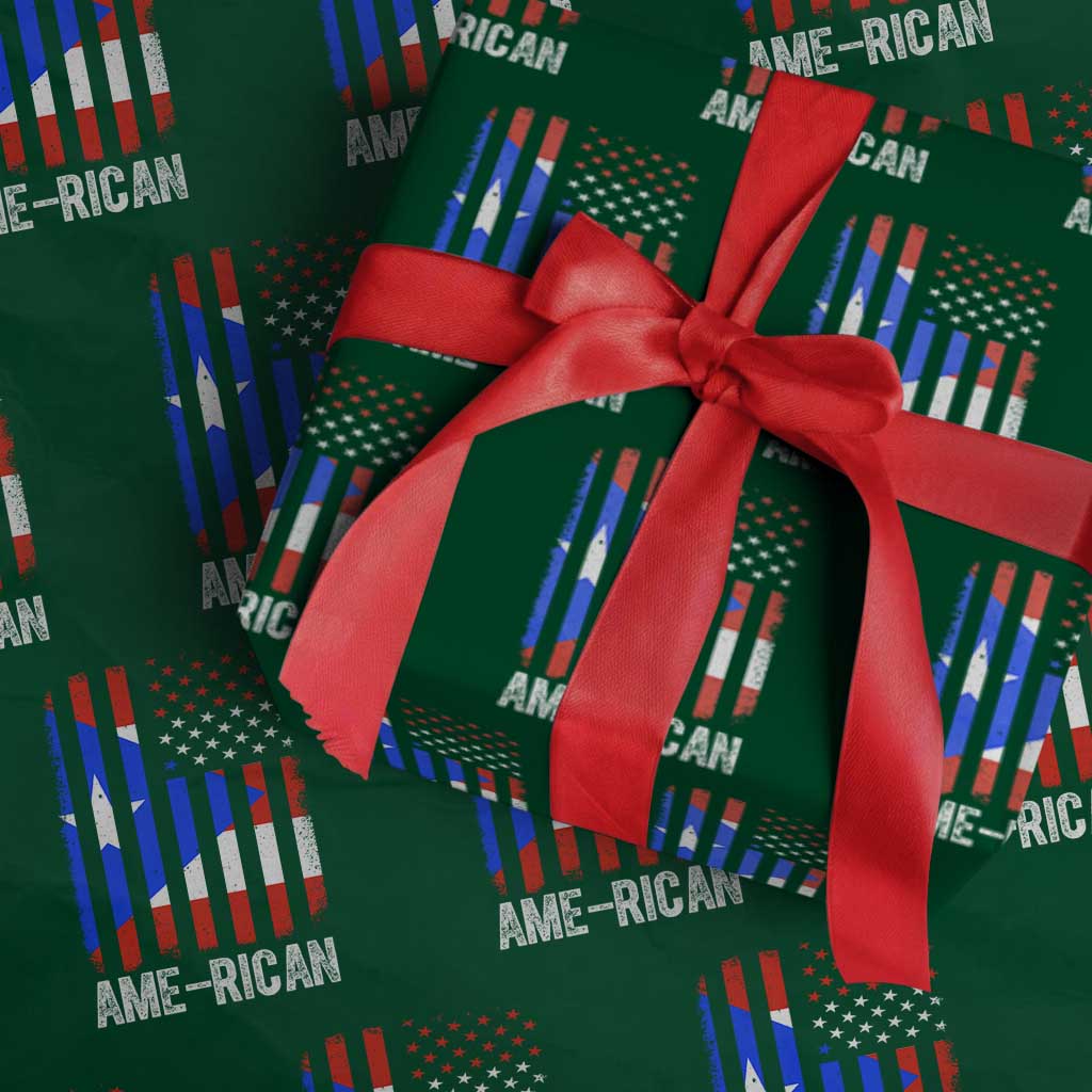 Puerto Rican American Flag Wrapping Paper Roll AME-RICAN Boricua Pride TS10 Green Print Your Wear