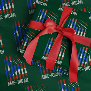 Puerto Rican American Flag Wrapping Paper Roll AME-RICAN Boricua Pride TS10 Green Print Your Wear