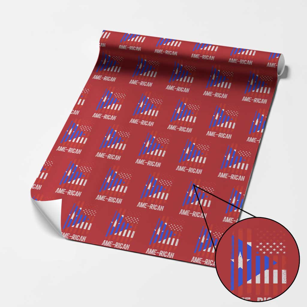 Puerto Rican American Flag Wrapping Paper Roll AME-RICAN Boricua Pride TS10 Red Print Your Wear