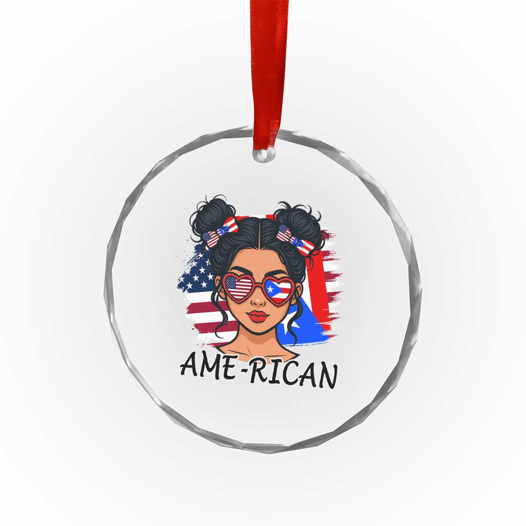 Puerto Rican American Girl Crystal Glass Ornament AME-RICAN Boricua Pride TS10 Print Your Wear
