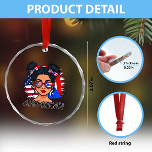 Puerto Rican American Girl Crystal Glass Ornament AME-RICAN Boricua Pride TS10 Print Your Wear