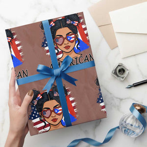Puerto Rican American Girl Wrapping Paper Roll AME-RICAN Boricua Pride TS10 Mocha Print Your Wear