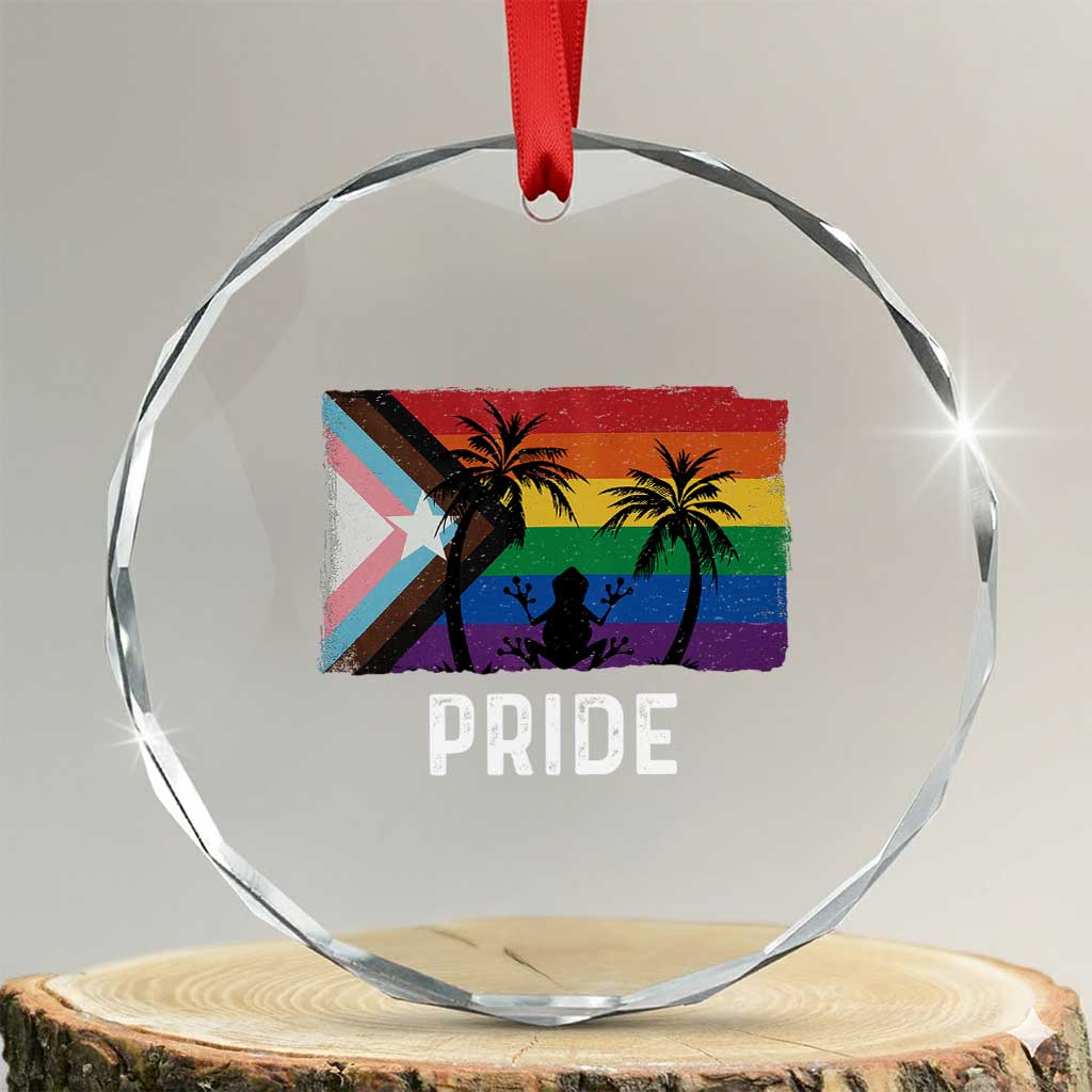 Puerto Rican LGBTQ Crystal Glass Ornament Boricua Rainbow Flag Pride TS10 Transparent Glass 3'' Circle Print Your Wear