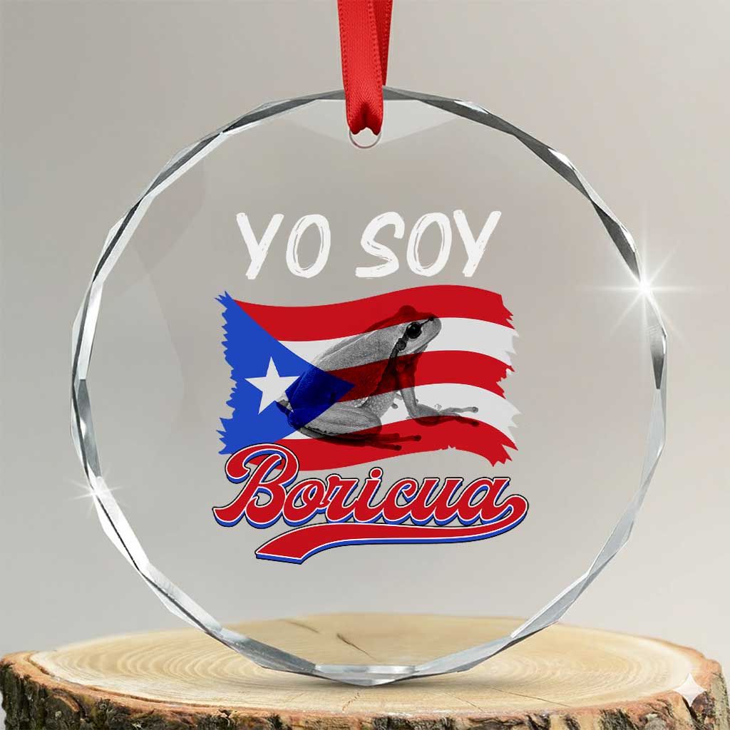 Puerto Rico Boricua Crystal Glass Ornament Vintage Coqui Puerto Rican Flag Pride Yo Soy Boricua TS10 Transparent Glass 3'' Circle Print Your Wear