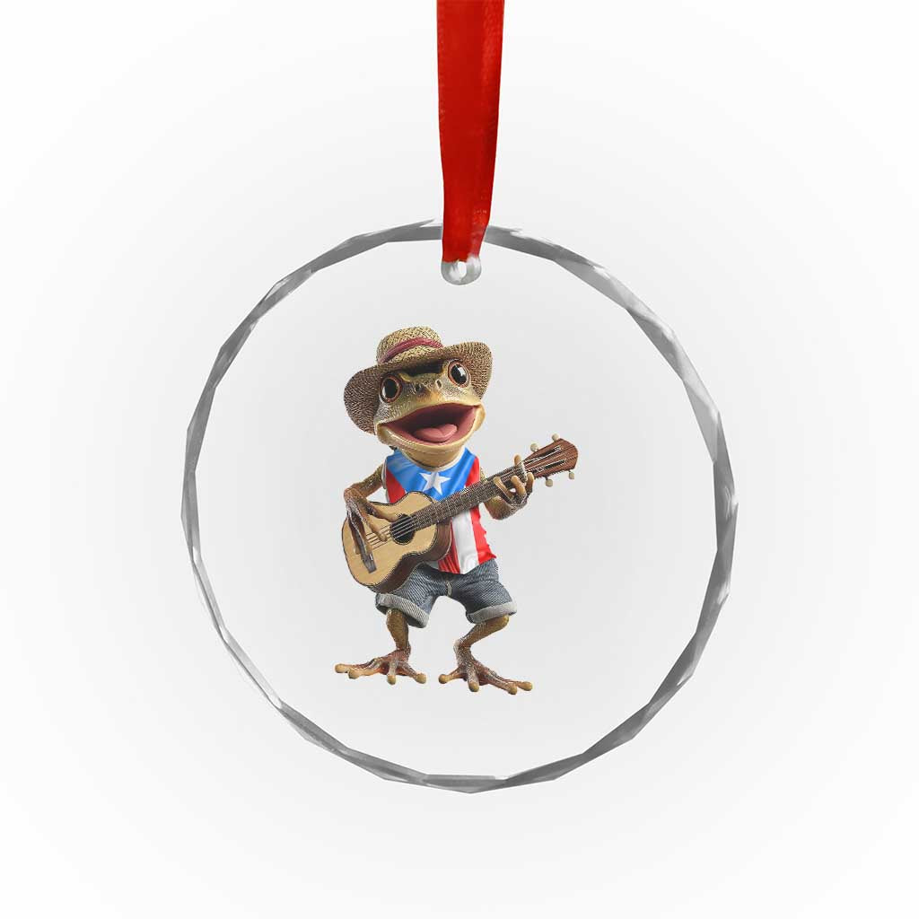 Puerto Rico Coqui Frog Puerto Rican Flag Taino Boricua Guitar Crystal Glass Ornament TS11 Print Your Wear