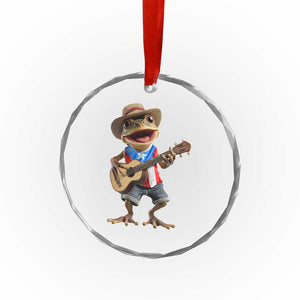 Puerto Rico Coqui Frog Puerto Rican Flag Taino Boricua Guitar Crystal Glass Ornament TS11 Print Your Wear