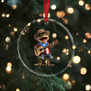 Puerto Rico Coqui Frog Puerto Rican Flag Taino Boricua Guitar Crystal Glass Ornament TS11 Print Your Wear