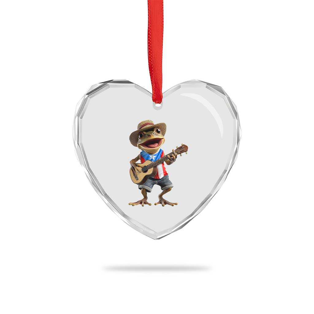 Puerto Rico Coqui Frog Puerto Rican Flag Taino Boricua Guitar Heart Crystal Glass Ornament TS11 Print Your Wear