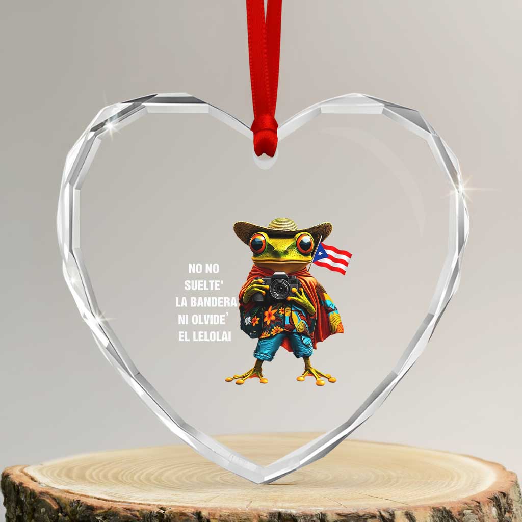 Puerto Rico Coqui' Heart Crystal Glass Ornament Debí Tirar Más Fotos TS02 Transparent Glass 3'' Heart Print Your Wear