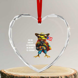 Puerto Rico Coqui' Heart Crystal Glass Ornament Debí Tirar Más Fotos TS02 Transparent Glass 3'' Heart Print Your Wear