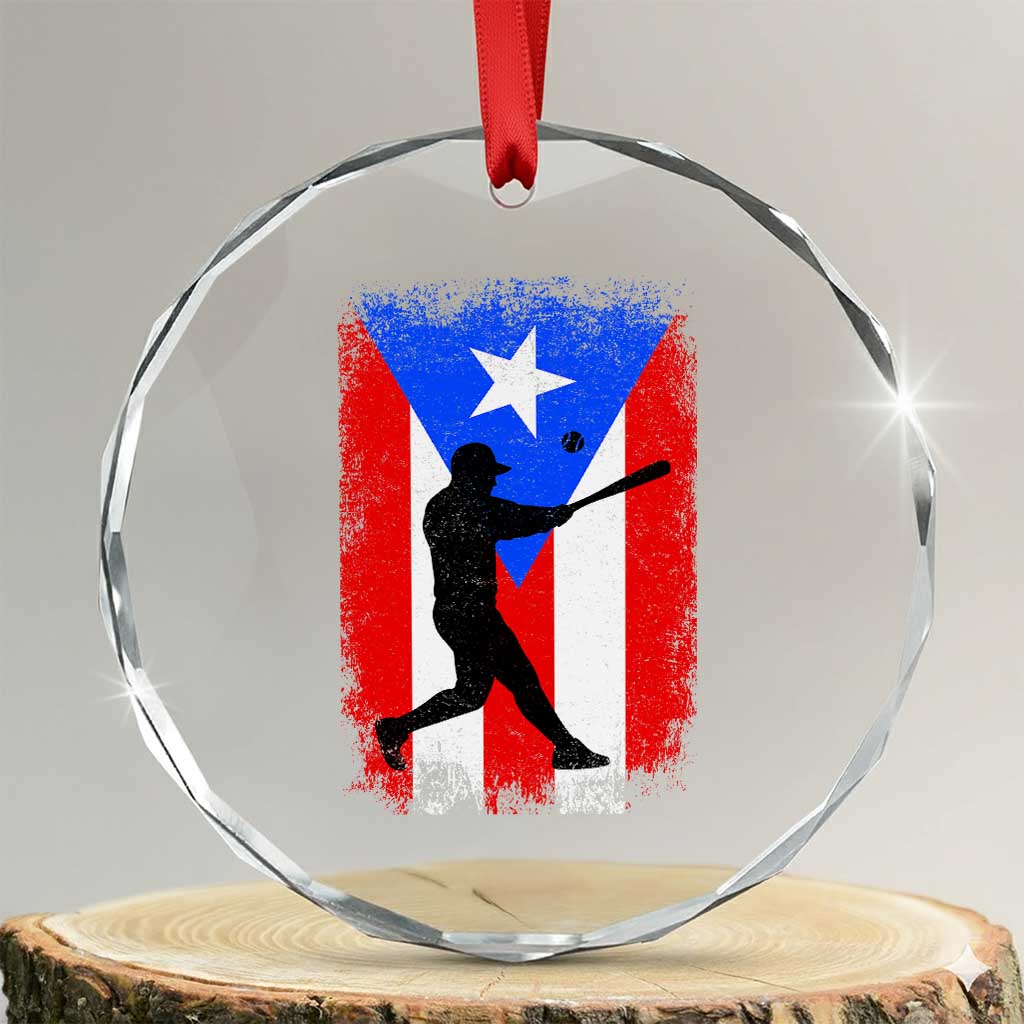 Puerto Rico Flag Baseball Crystal Glass Ornament Cool Distressed Jersey Gift Boricua Boys TS10 Transparent Glass 3'' Circle Print Your Wear
