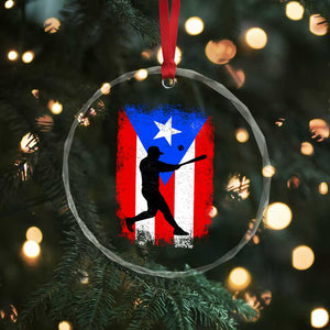 Puerto Rico Flag Baseball Crystal Glass Ornament Cool Distressed Jersey Gift Boricua Boys - Print Your Wear