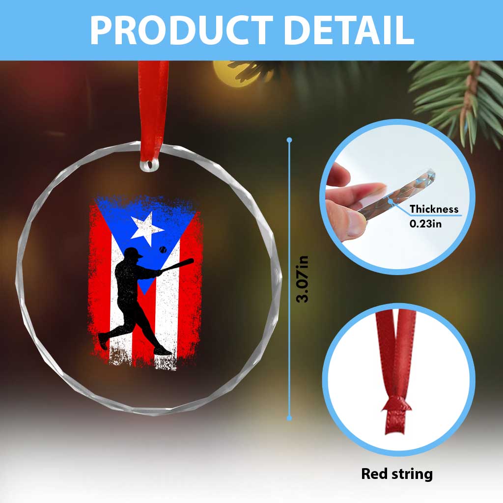 Puerto Rico Flag Baseball Crystal Glass Ornament Cool Distressed Jersey Gift Boricua Boys TS10 Print Your Wear