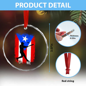 Puerto Rico Flag Baseball Crystal Glass Ornament Cool Distressed Jersey Gift Boricua Boys - Print Your Wear
