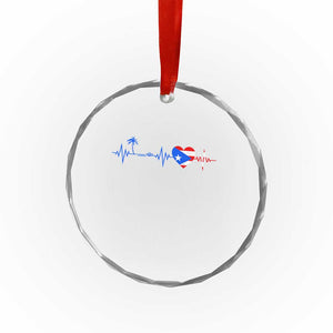 Puerto Rico Flag Crystal Glass Ornament Heartbeat EKG Pulse Boricua Pride Summer Beach TS10 Print Your Wear
