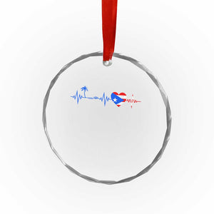 Puerto Rico Flag Crystal Glass Ornament Heartbeat EKG Pulse Boricua Pride Summer Beach - Print Your Wear