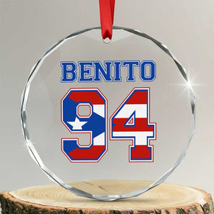 Puerto Rico Jersey Benito Number 94 Graphic Crystal Glass Ornament TS11 Transparent Glass 3'' Circle Print Your Wear