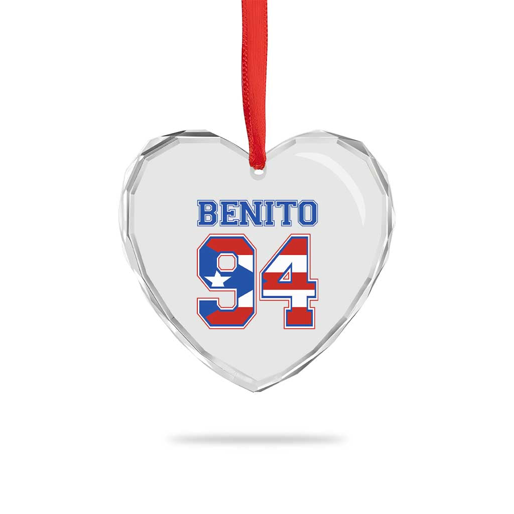 Puerto Rico Jersey Benito Number 94 Graphic Heart Crystal Glass Ornament TS11 Print Your Wear