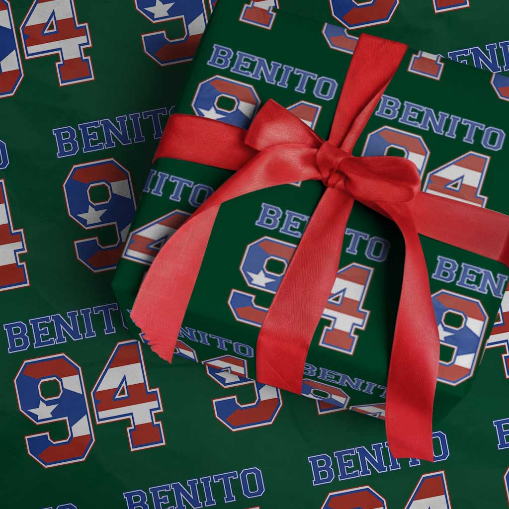 Puerto Rico Jersey Benito Number 94 Graphic Wrapping Paper Roll TS11 Green Print Your Wear