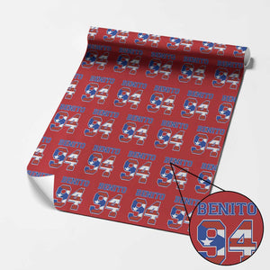 Puerto Rico Jersey Benito Number 94 Graphic Wrapping Paper Roll TS11 Red Print Your Wear