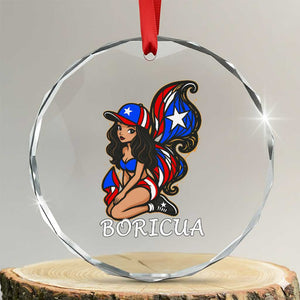 Puerto Rico Pin Up Girl Crystal Glass Ornament Taino Boricua Puerto Rican Flag TS10 Transparent Glass 3'' Circle Print Your Wear