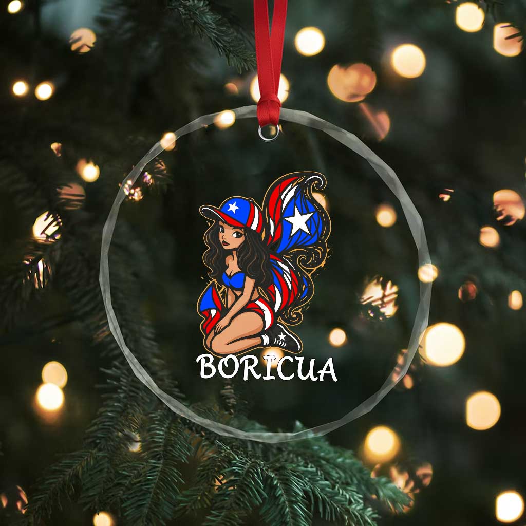 Puerto Rico Pin Up Girl Crystal Glass Ornament Taino Boricua Puerto Rican Flag TS10 Print Your Wear