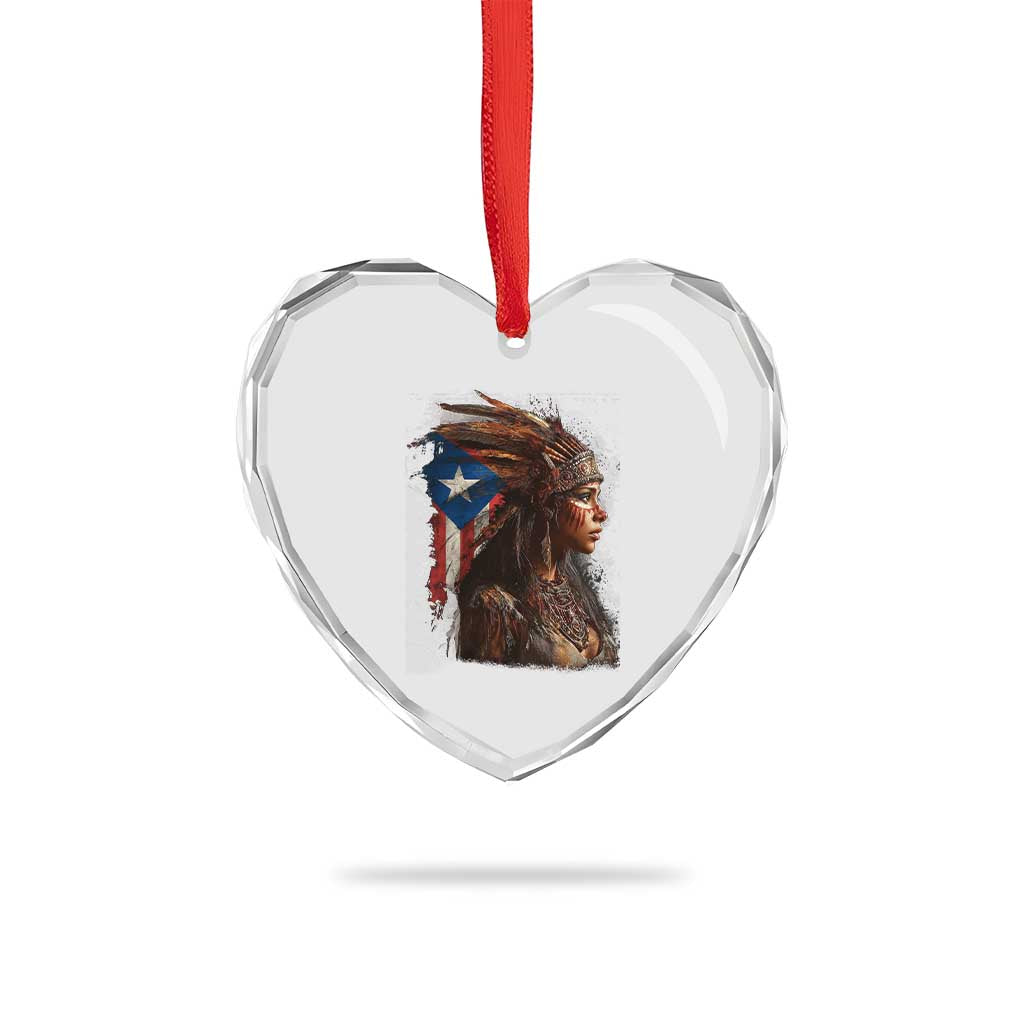 Puerto Rico Taino Warrior Woman Heart Crystal Glass Ornament Boricua Pride TS10 Print Your Wear