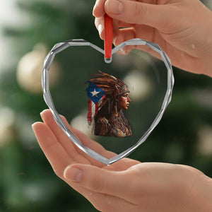Puerto Rico Taino Warrior Woman Heart Crystal Glass Ornament Boricua Pride TS10 Print Your Wear