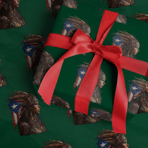 Puerto Rico Taino Warrior Woman Wrapping Paper Roll Boricua Pride TS10 Green Print Your Wear