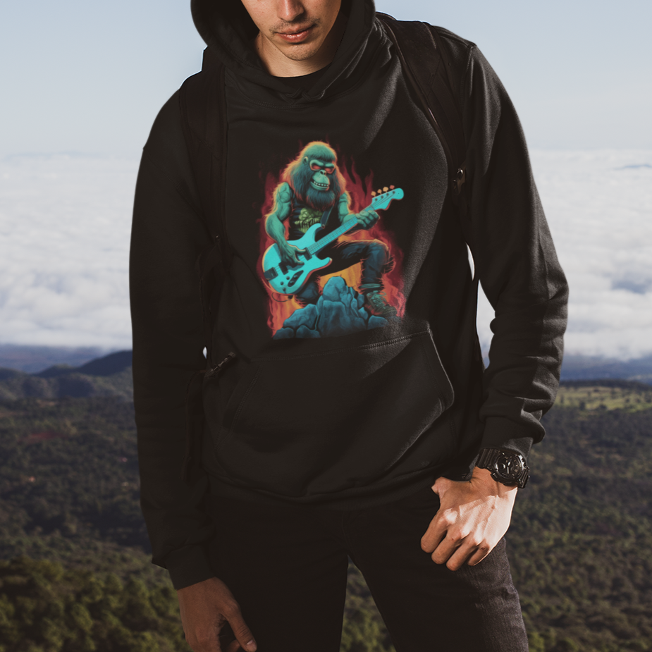 Rocking On Bigfoot Sasquatch Loves Rock And Roll Hoodie TS09 Printyourwear