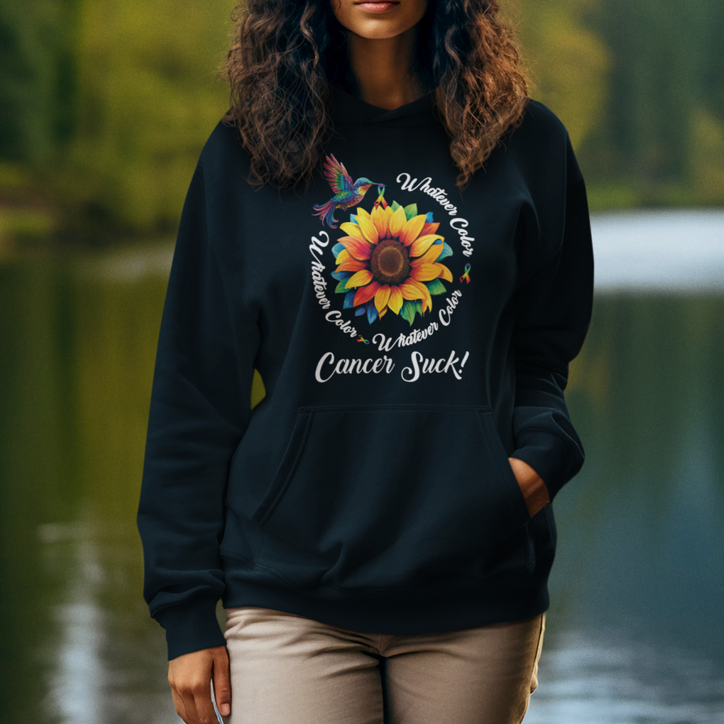 All Cancer Hoodie Whatever Color Cancer Sucks Fight Cancer Rainbow Ribbons Sunflower And Bird TS09 Printyourwear