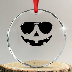Pumpkin Face Crystal Glass Ornament Vintage Jack o Lantern Jackolantern Spooky Season Halloween TS10 Transparent Glass 3'' Circle Print Your Wear