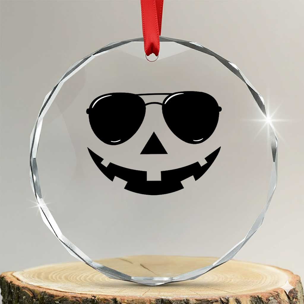 Pumpkin Face Crystal Glass Ornament Vintage Jack o Lantern Jackolantern Spooky Season Halloween TS10 Transparent Glass 3'' Circle Print Your Wear