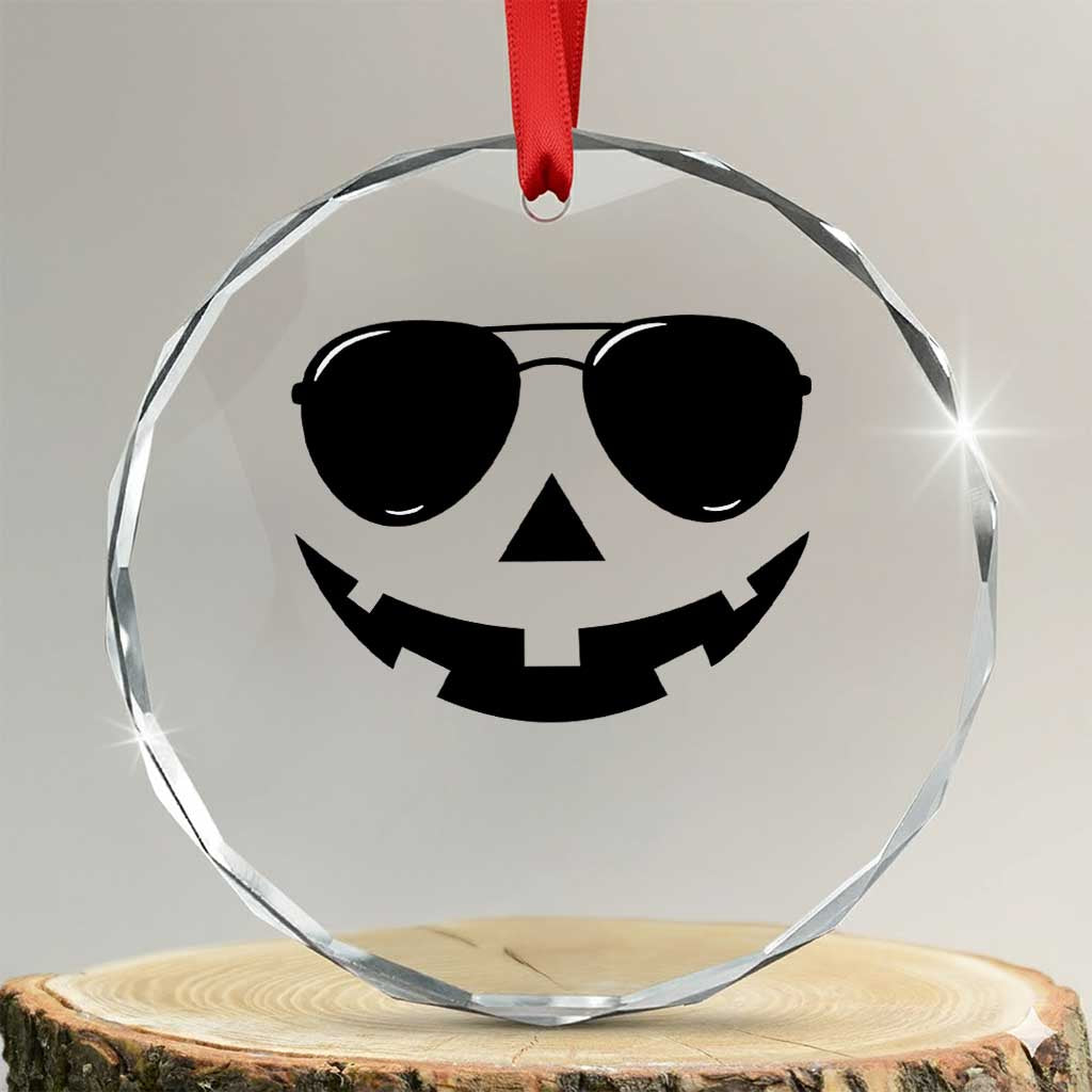 Pumpkin Face Crystal Glass Ornament Vintage Jack o Lantern Jackolantern Spooky Season Halloween TS10 Transparent Glass 3'' Circle Print Your Wear