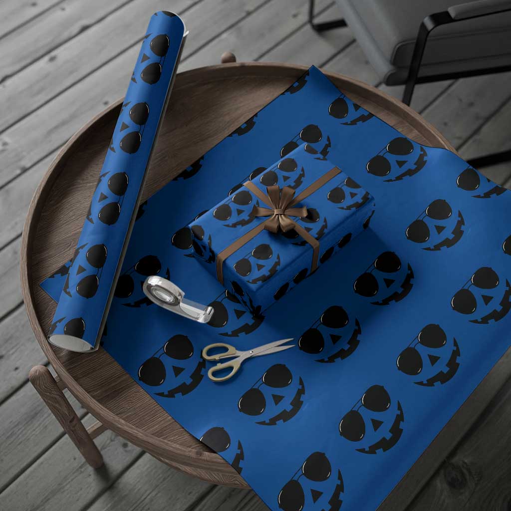 Pumpkin Face Wrapping Paper Roll Vintage Jack o Lantern Jackolantern Spooky Season Halloween TS10 Blue Print Your Wear