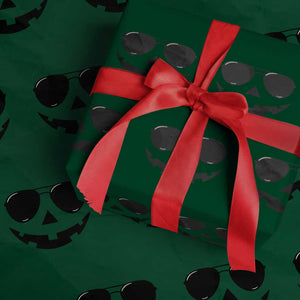 Pumpkin Face Wrapping Paper Roll Vintage Jack o Lantern Jackolantern Spooky Season Halloween TS10 Green Print Your Wear
